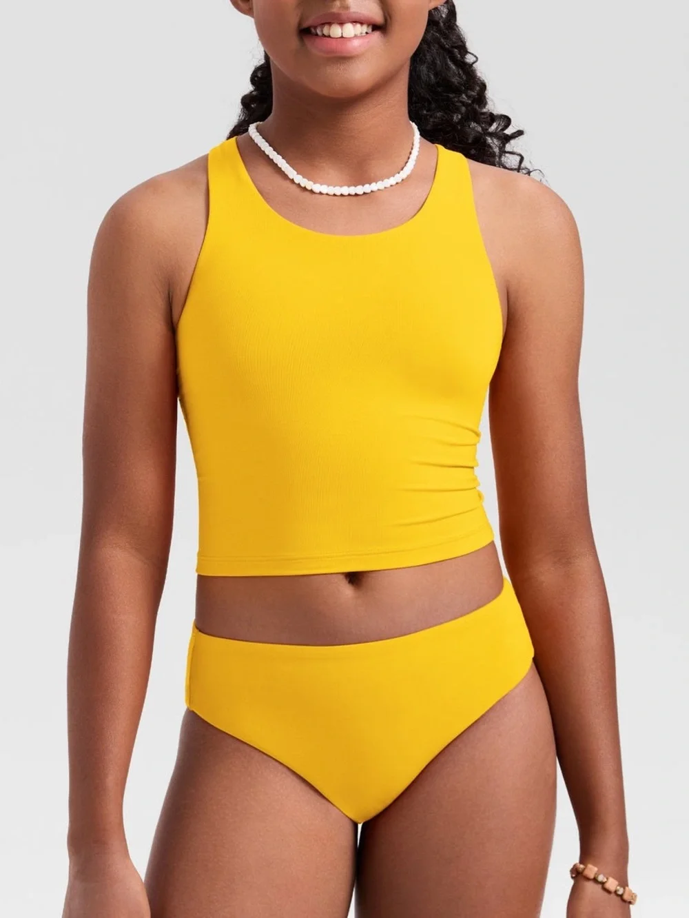 CRZ YOGA Girls Bikini High Waisted Two Piece Swimsuit Size L Yellow
